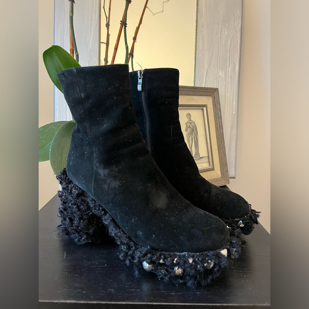 Miu Miu Studded Fuzzy Platform Booties! - image 1